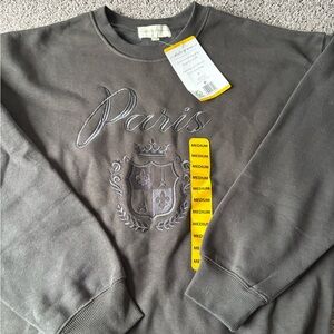 State of Mine Gray Paris Embroidered Sweater